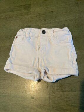 Hudson Baby Girls White Denim Shorts 24 Months With Rolled Hem & Pockets